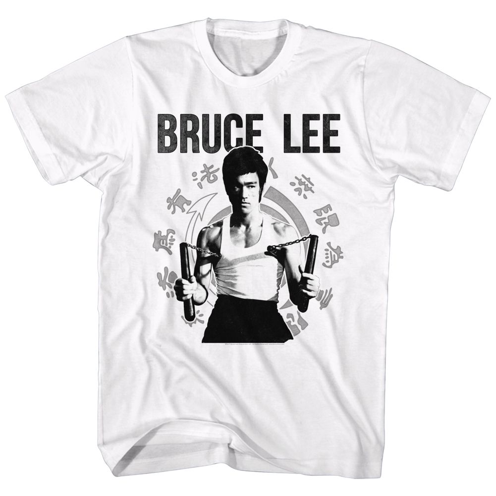 BRUCE LEE-CHUCKS-WHITE ADULT S/S TSHIRT