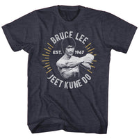 Thumbnail for BRUCE LEE-CIRCLE BURST-NAVY HEATHER ADULT S/S TSHIRT