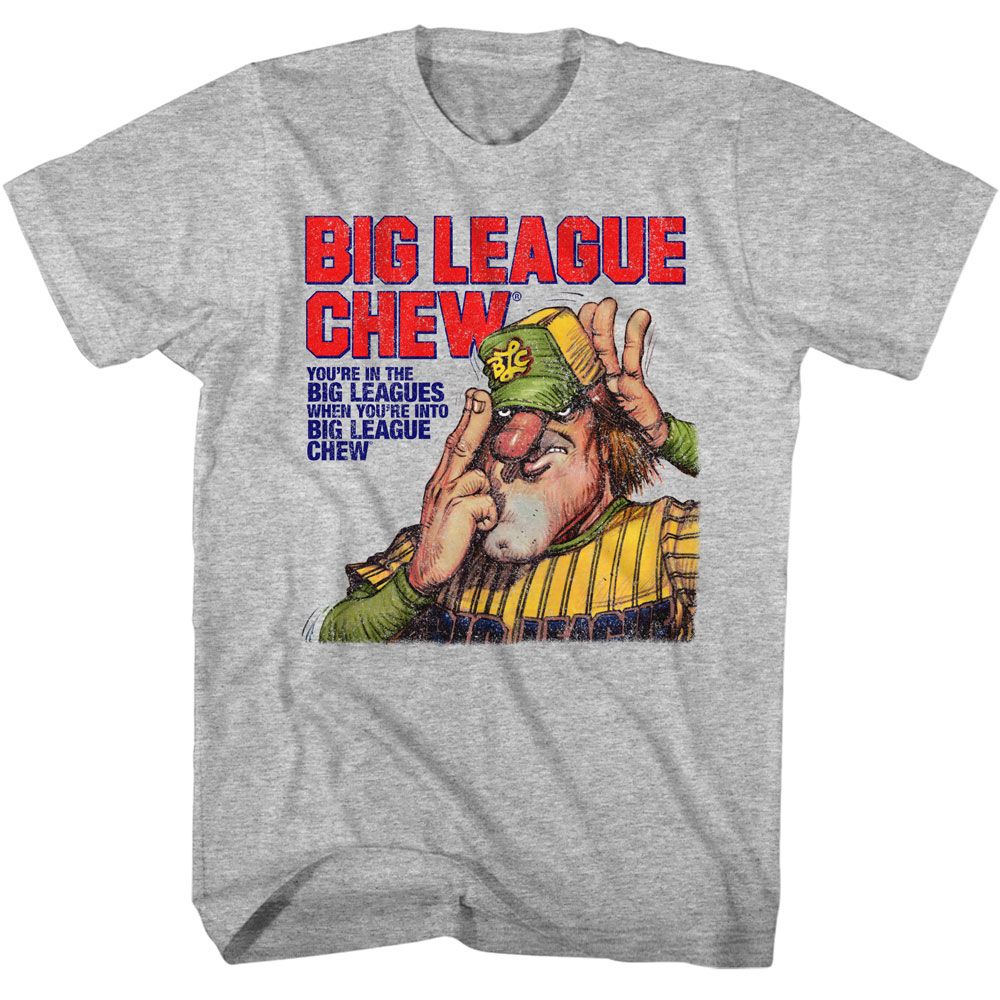 BIG LEAGUE CHEW-BIG LEAGUE CHEW PITCHER SLOGAN-GRAY HEATHER ADULT S/S TSHIRT