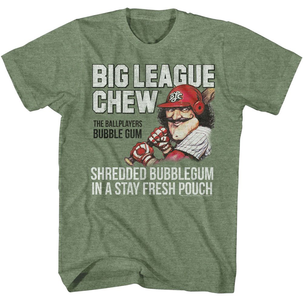 BIG LEAGUE CHEW-BIG LEAGUE CHEW SHREDDED-MILITARY GREEN HEATHER ADULT S/S TSHIRT