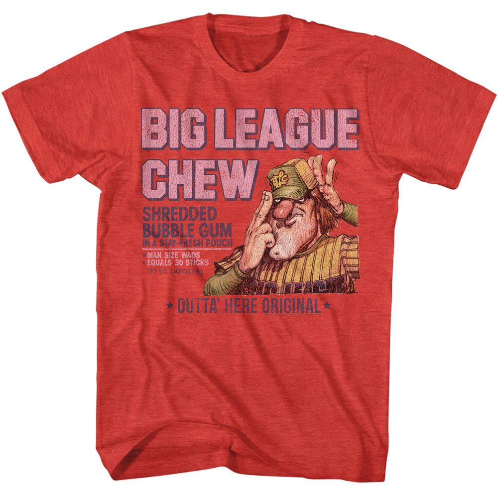 BIG LEAGUE CHEW-BIG LEAGUE CHEW WASHED PITCHER-RED HEATHER ADULT S/S TSHIRT