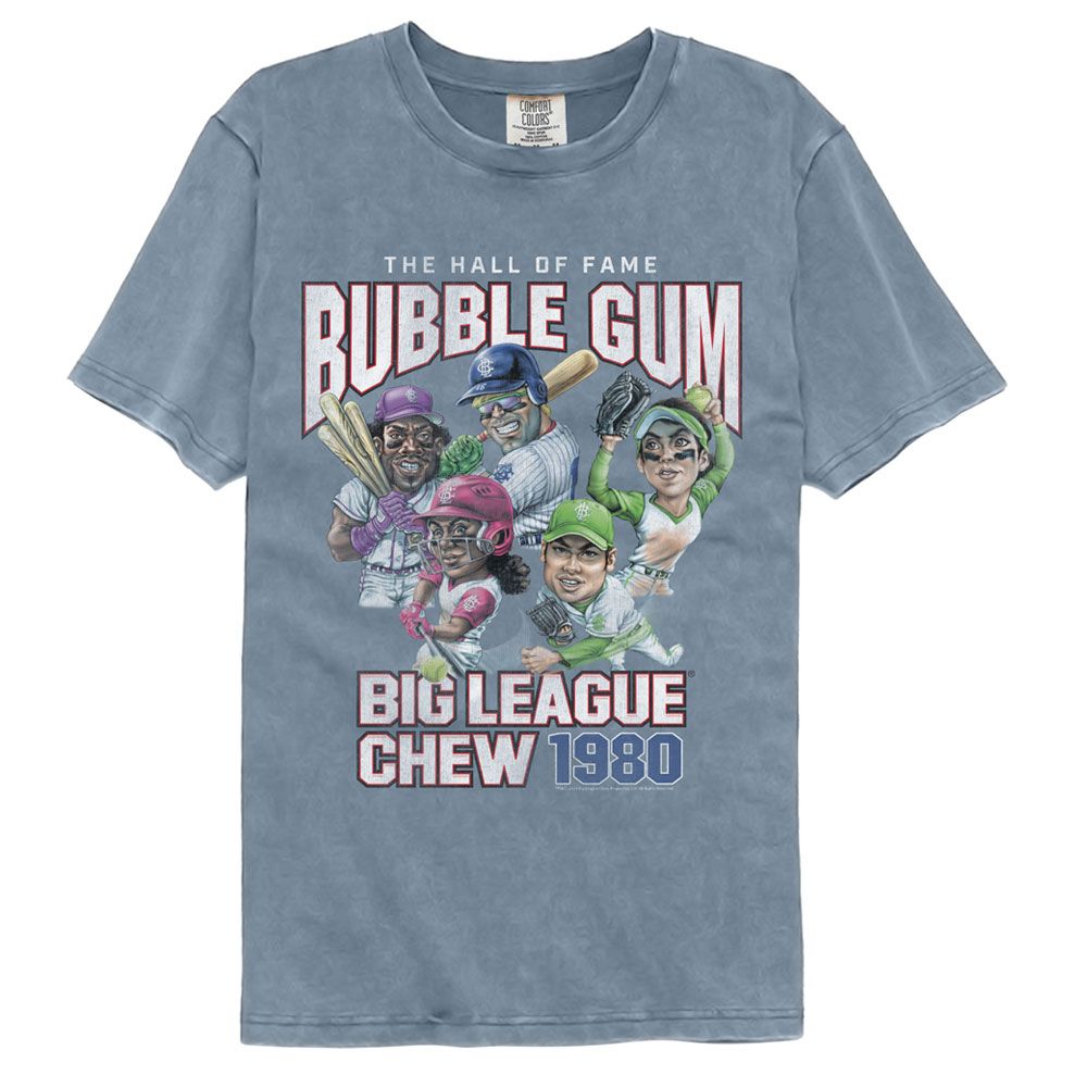 BIG LEAGUE CHEW-BIG LEAGUE CHEW HALL OF FAME-BLUE JEAN ADULT S/S COMFORT COLOR TSHIRT