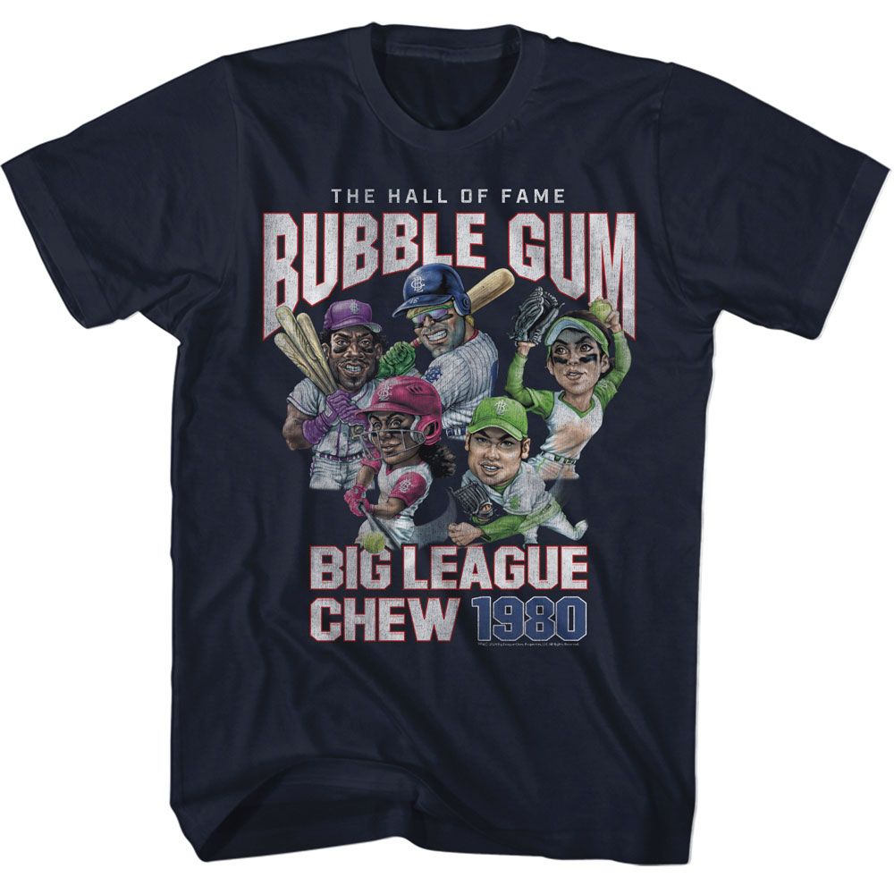 BIG LEAGUE CHEW PITCHER-BIG LEAGUE CHEW HALL OF FAME-NAVY ADULT S/S TSHIRT