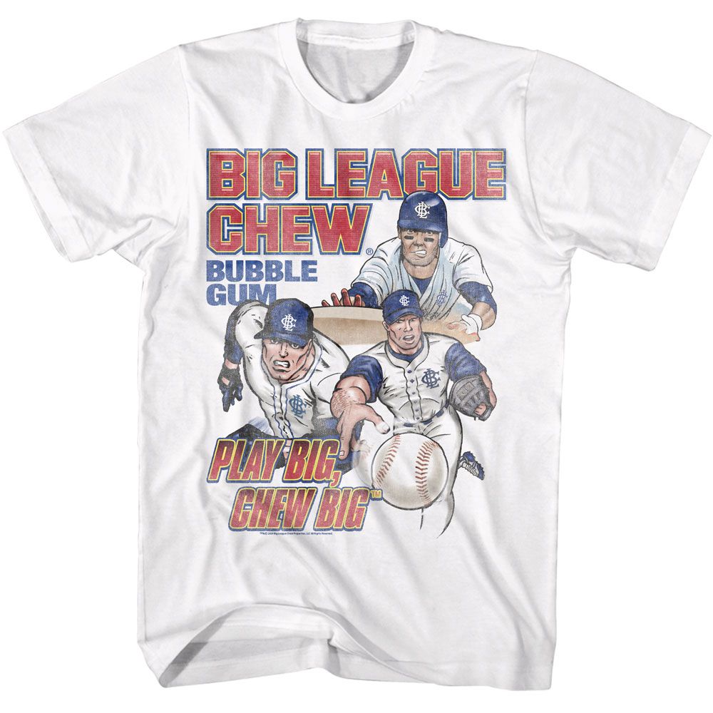BIG LEAGUE CHEW-BIG LEAGUE CHEW PLAY BIG-WHITE ADULT S/S TSHIRT