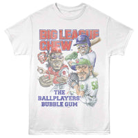Thumbnail for BIG LEAGUE CHEW-BIG LEAGUE CHEW BATTER CATCHER PITCHER-WHITE ADULT S/S TSHIRT