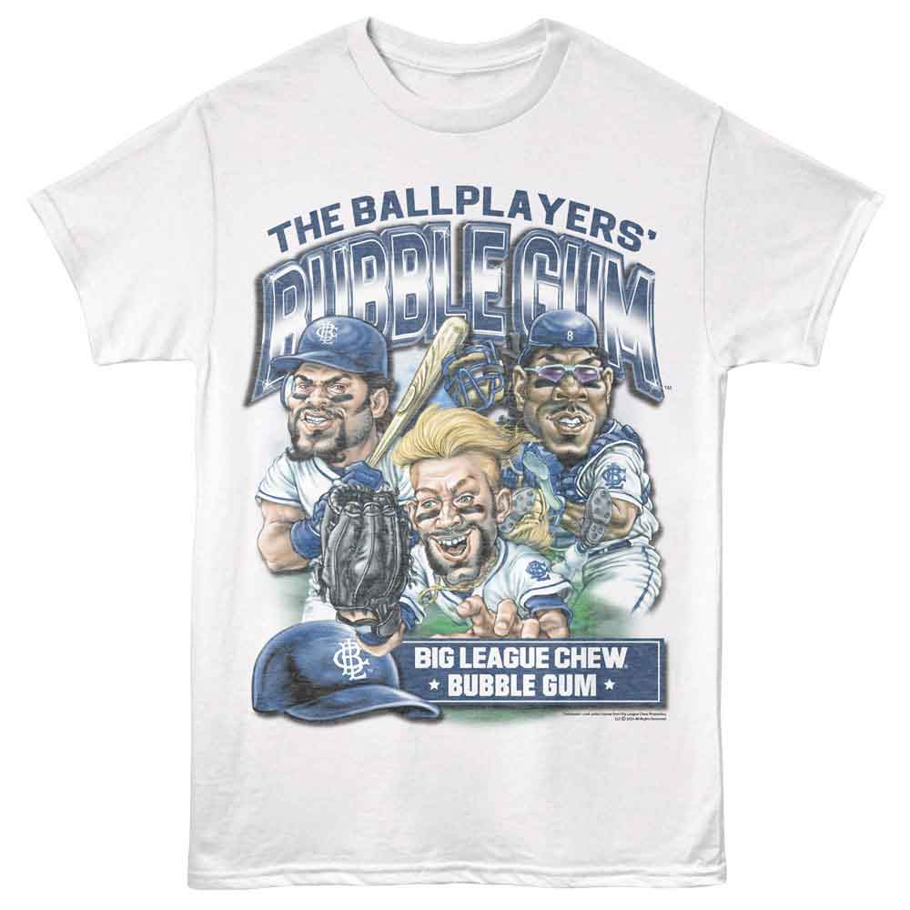 BIG LEAGUE CHEW-BIG LEAGUE CHEW BALLPLAYERS GUM TEAM-BLUE-WHITE ADULT S/S TSHIRT