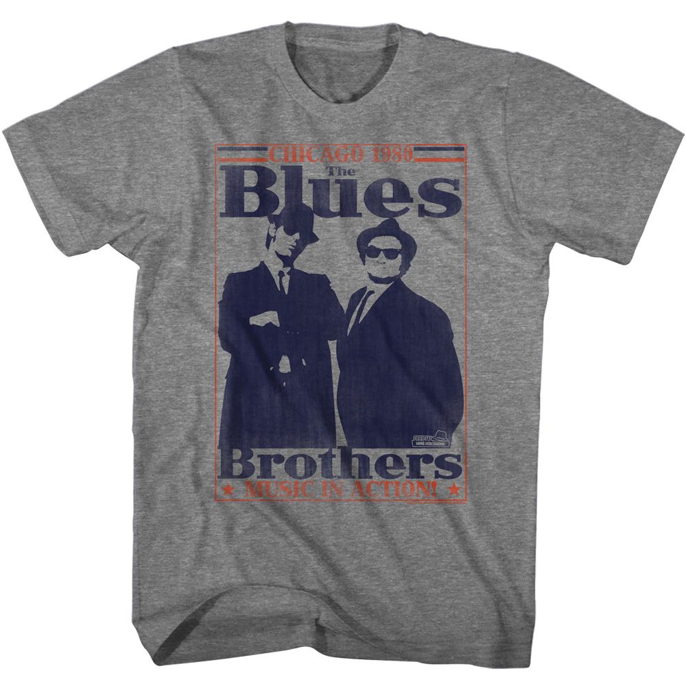 THE BLUES BROTHERS-WORLD CLASS-GRAPHITE HEATHER ADULT S/S TSHIRT