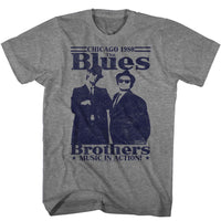 Thumbnail for THE BLUES BROTHERS-MUSIC IN ACTION-GRAPHITE HEATHER ADULT S/S TSHIRT
