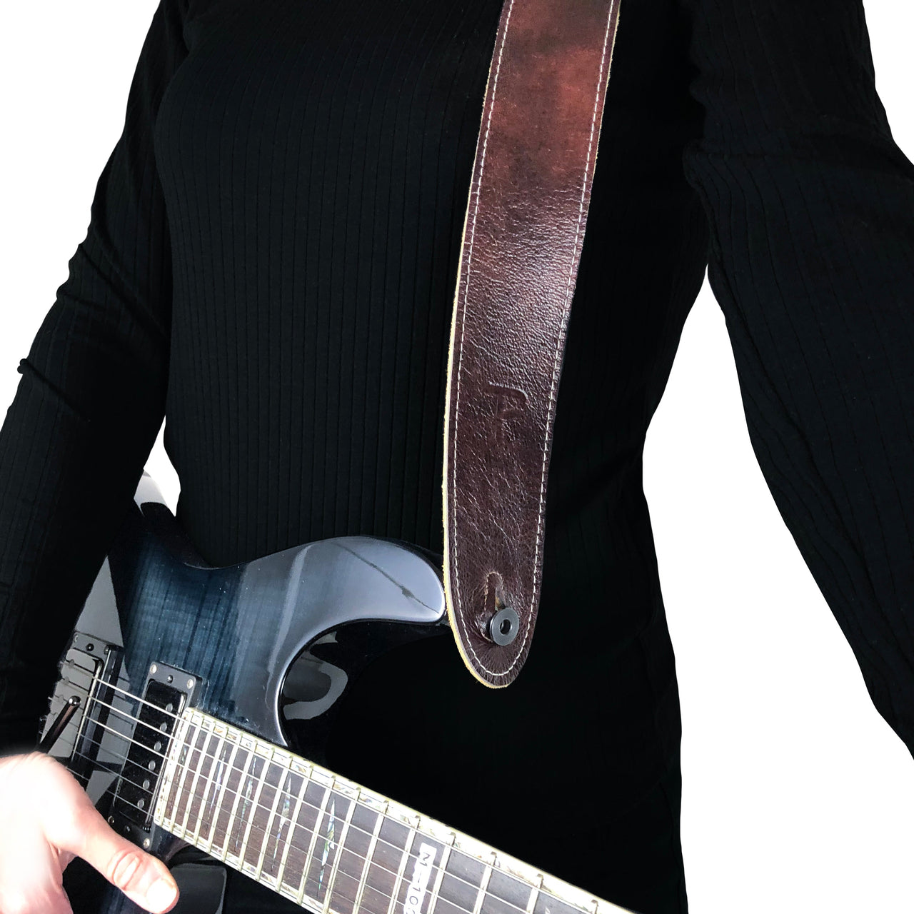 Mahogony Deluxe Soft Italian Garment Leather Guitar Strap