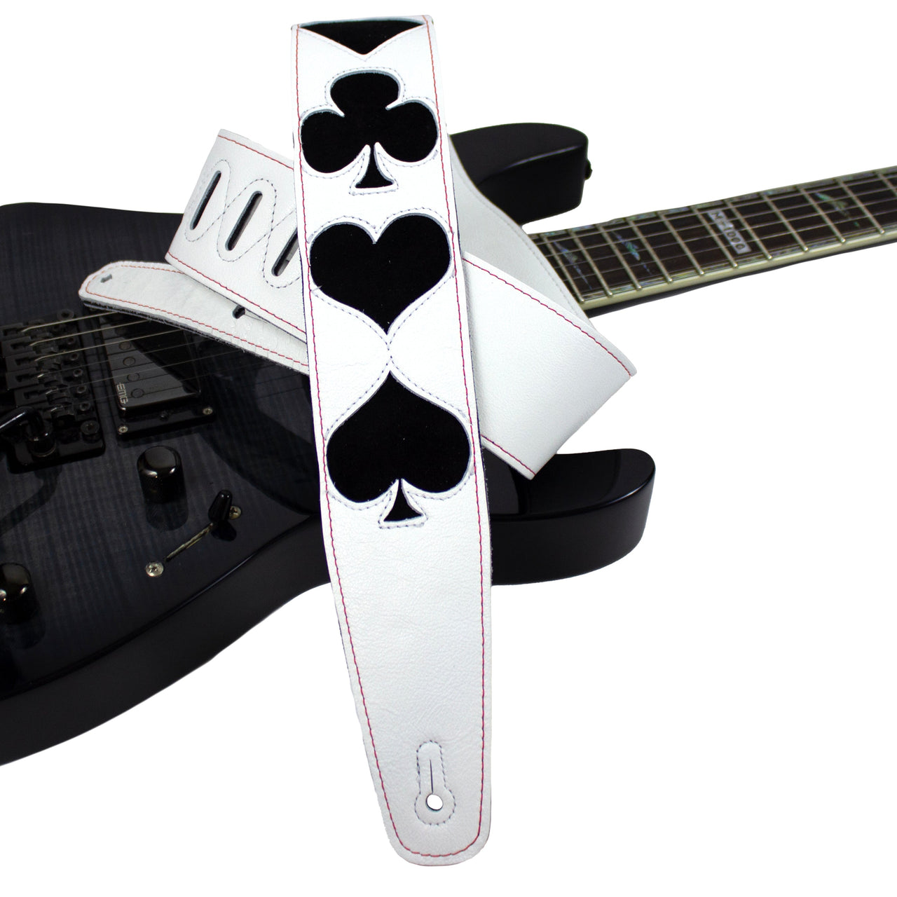 LEATHER AND SUEDE POKER SHAPE INLAYS Guitar Strap