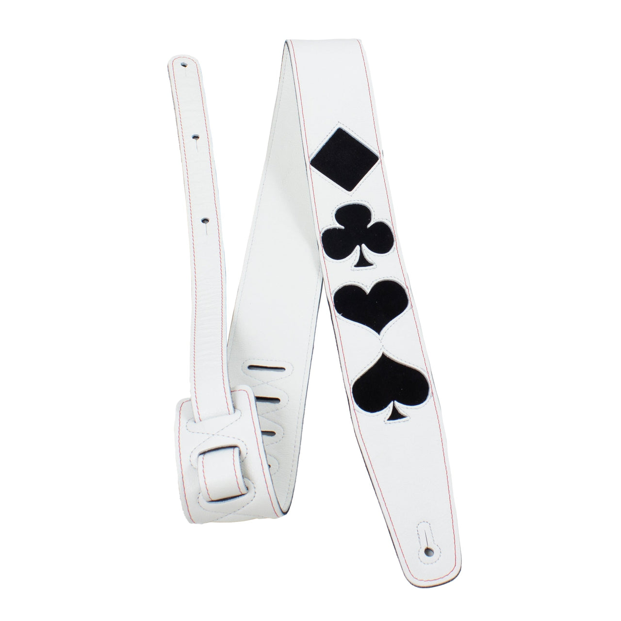 LEATHER AND SUEDE POKER SHAPE INLAYS Guitar Strap
