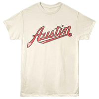 Thumbnail for BRITISH MOTOR HERITAGE-BMH AUSTIN SCRIPT LOGO-NATURAL ADULT S/S TSHIRT