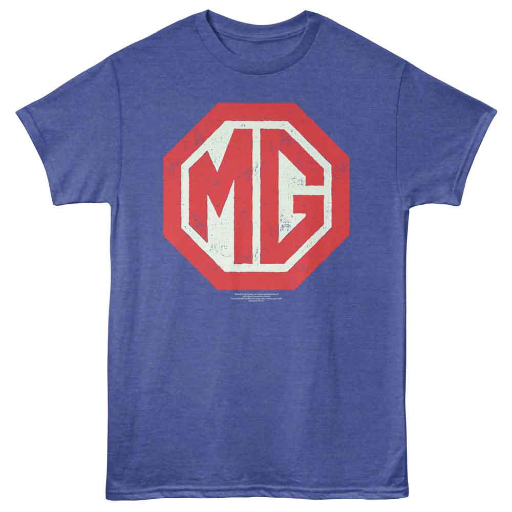 BRITISH MOTOR HERITAGE-BMH MG CREST LOGO-ROYAL HEATHER ADULT S/S TSHIRT