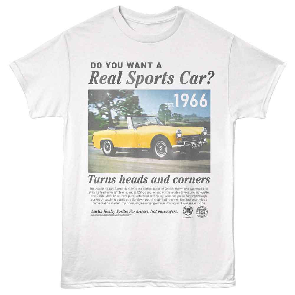 BRITISH MOTOR HERITAGE-BMH A REAL SPORTS CAR-WHITE ADULT S/S TSHIRT