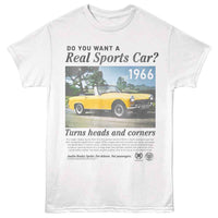 Thumbnail for BRITISH MOTOR HERITAGE-BMH A REAL SPORTS CAR-WHITE ADULT S/S TSHIRT