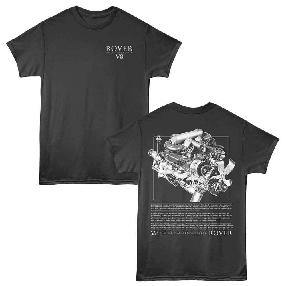 BRITISH MOTOR HERITAGE-BMG ROVER V8-SMOKE ADULT S/S TSHIRT ***F&B***