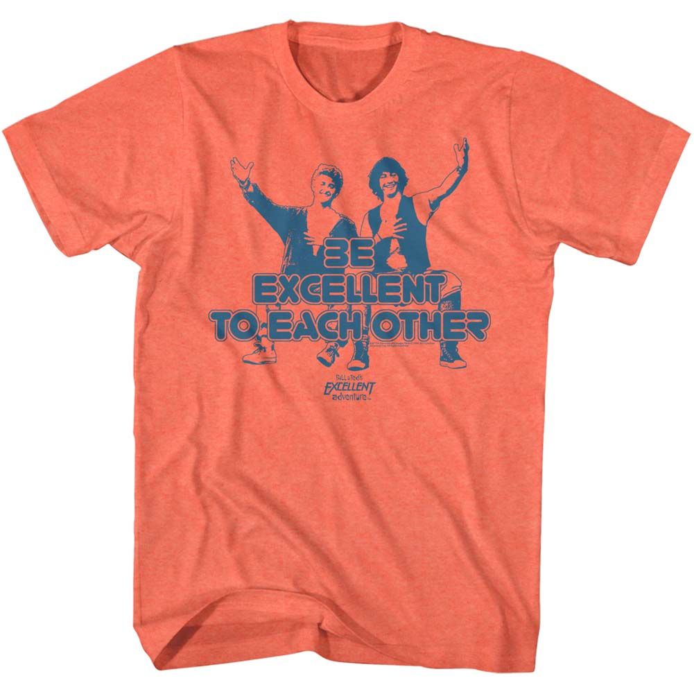 BILL AND TED-EXCELLENT-BRIGHT ORANGE HEATHER ADULT S/S TSHIRT