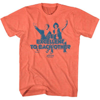 Thumbnail for BILL AND TED-EXCELLENT-BRIGHT ORANGE HEATHER ADULT S/S TSHIRT