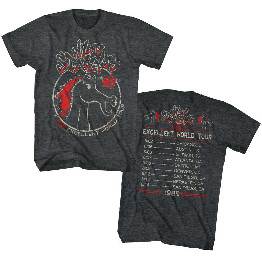 BILL AND TED-MOST EXCELLENT TOUR-BLACK HEATHER ADULT S/S TSHIRT