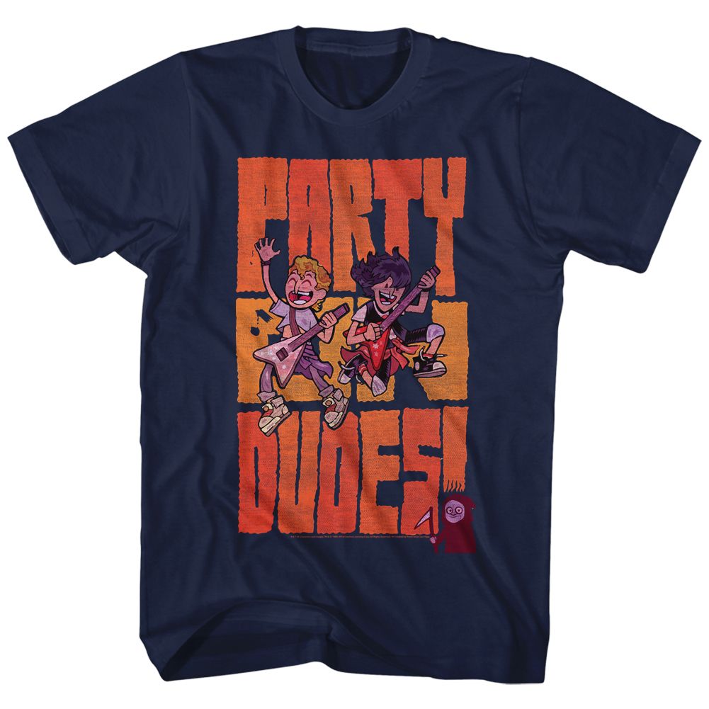 BILL AND TED-PARTYDUDES-NAVY ADULT S/S TSHIRT