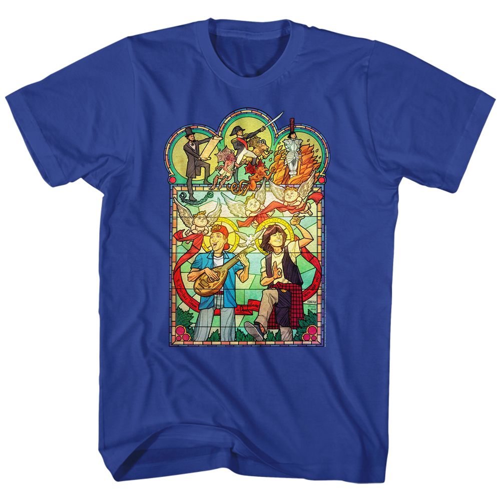 BILL AND TED-STAINED GLASS-ROYAL ADULT S/S TSHIRT
