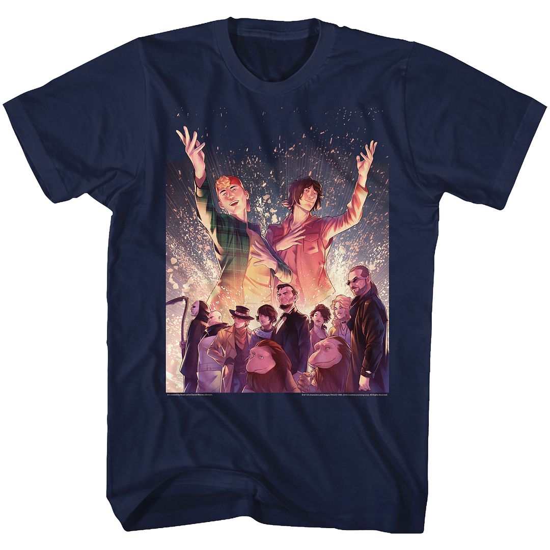 BILL AND TED-SPARKLE-NAVY ADULT S/S TSHIRT