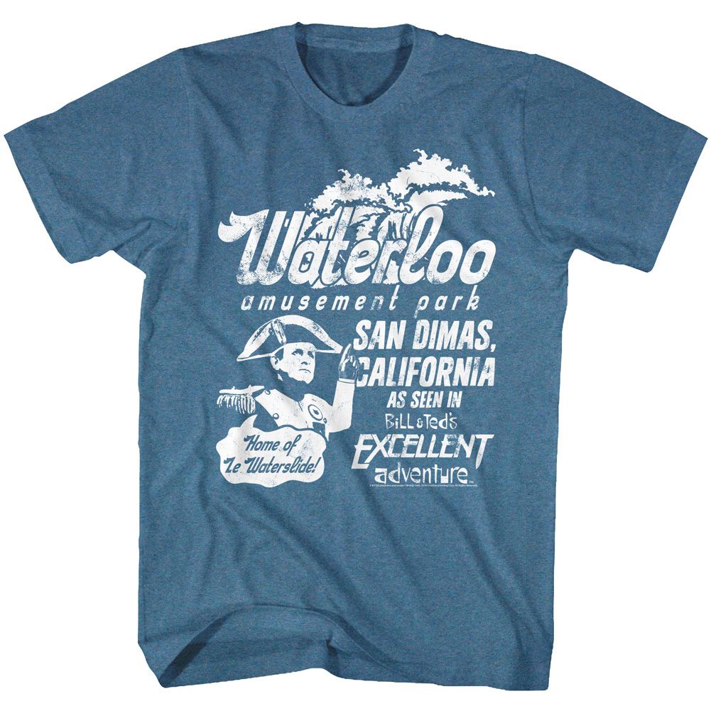 BILL AND TED-WATERLOO-INDIGO HEATHER ADULT S/S TSHIRT
