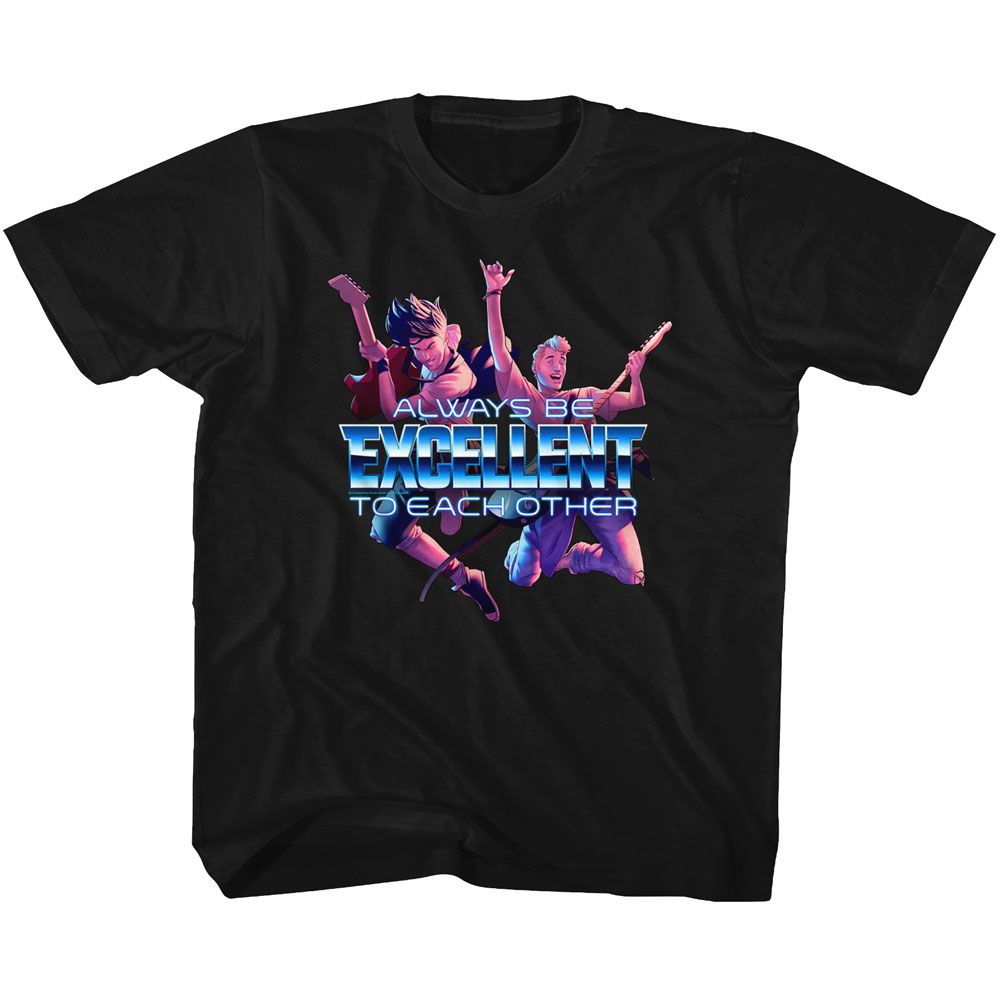 BILL AND TED-ALWAYS EXCELLENT-BLACK YOUTH S/S TSHIRT