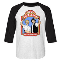 Thumbnail for BILL AND TED-EXCELLENT STORYBOOK-WHITE HEATHER/VINTAGE BLACK ADULT 3/4 SLEEVE RAGLAN