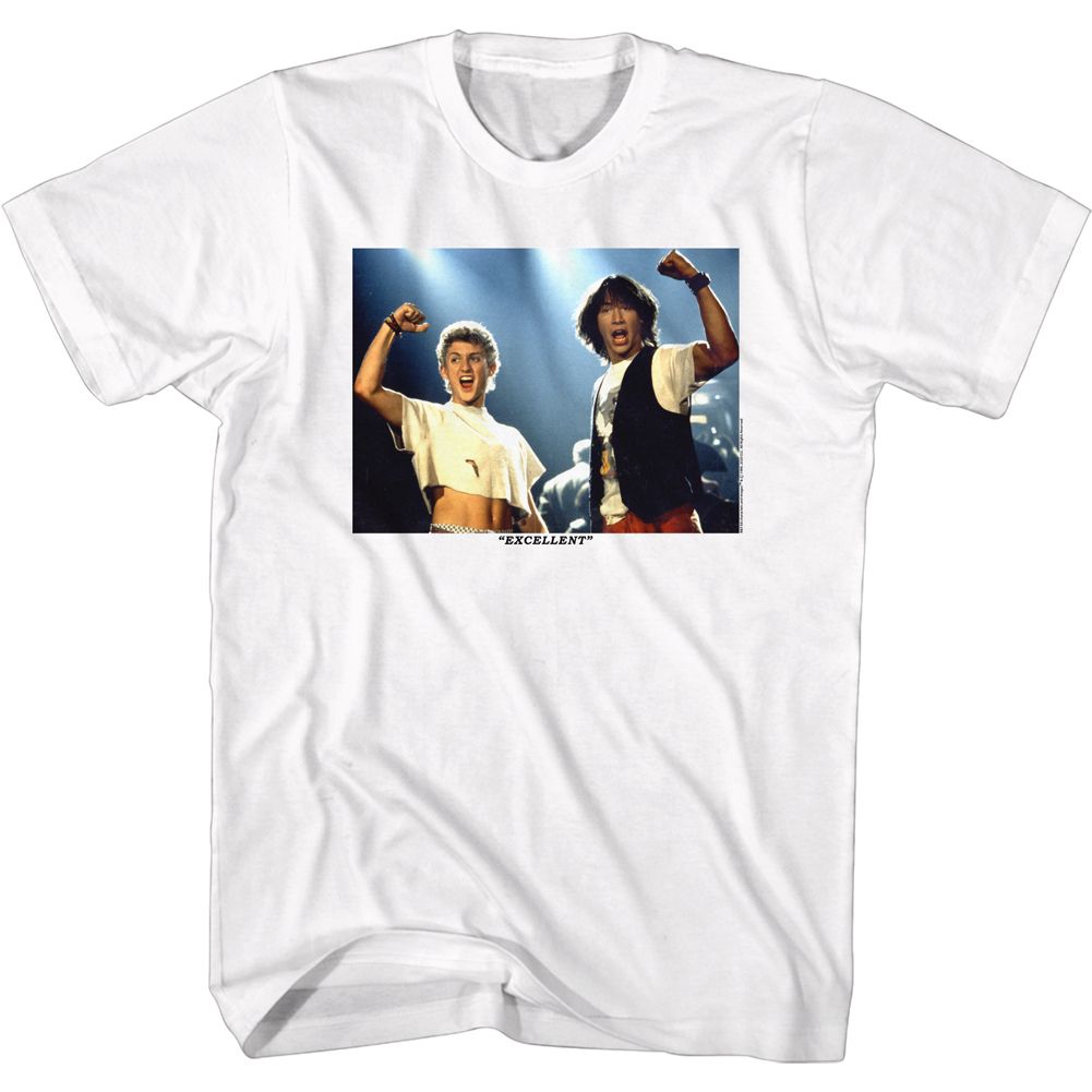 BILL AND TED-EXCELLENT FISTS UP-WHITE ADULT S/S TSHIRT