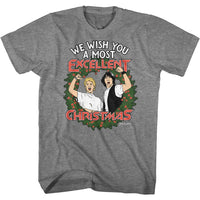 Thumbnail for BILL AND TED EXCELLENT CHRISTMAS GRAPHITE HEATHER ADULT S/S TSHIRT