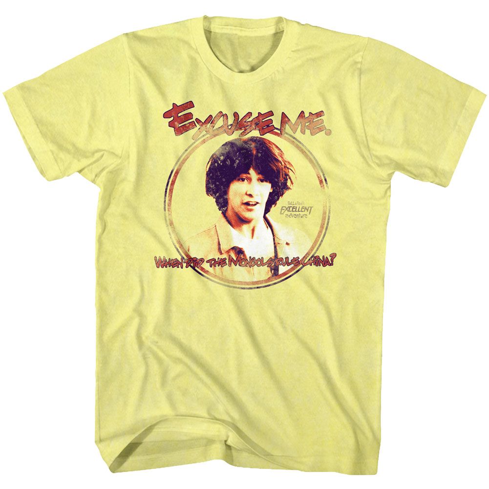 BILL AND TED-EXCUSE ME-YELLOW HEATHER ADULT S/S TSHIRT