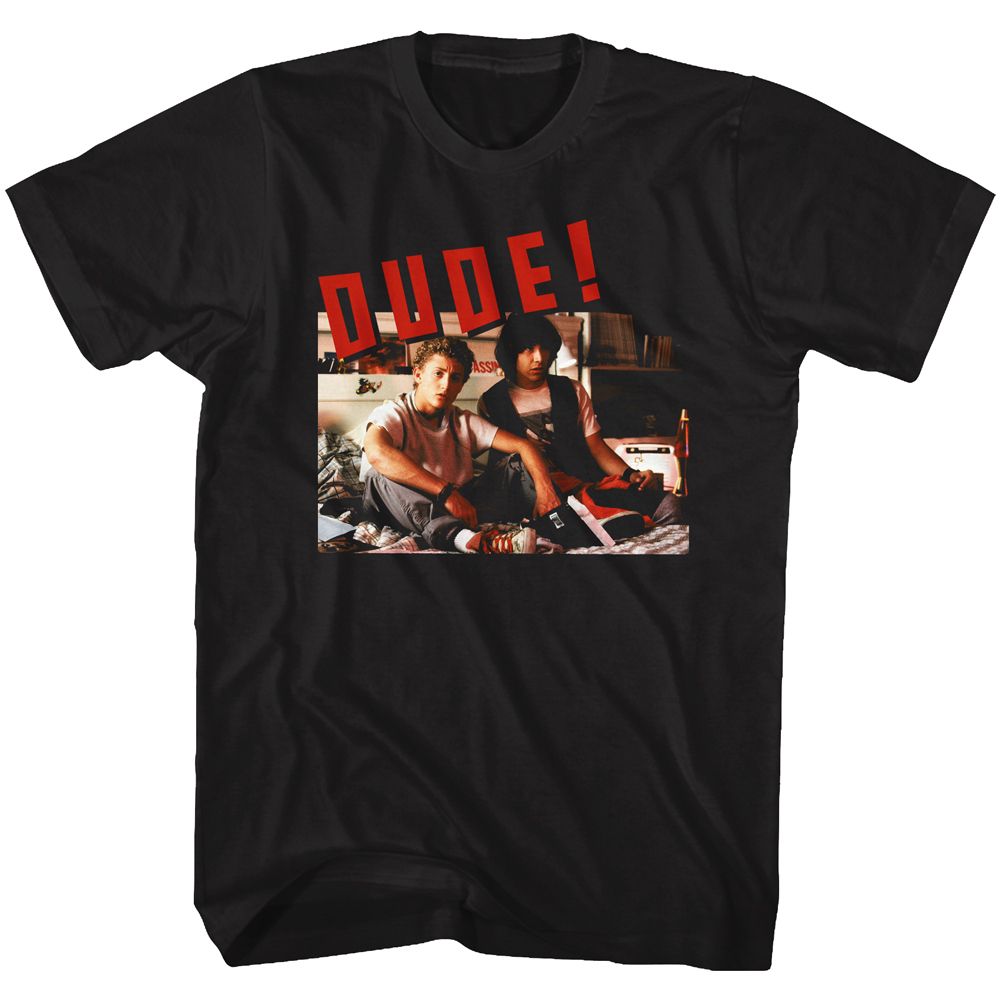 BILL AND TED-DUDE-BLACK ADULT S/S TSHIRT