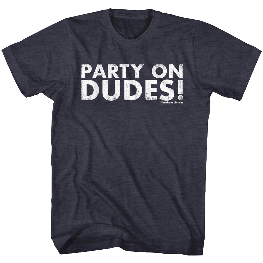 BILL AND TED-PAR TAY-NAVY HEATHER ADULT S/S TSHIRT