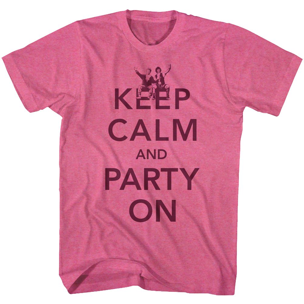 BILL AND TED-PARTY-RETRO PINK HEATHER ADULT S/S TSHIRT