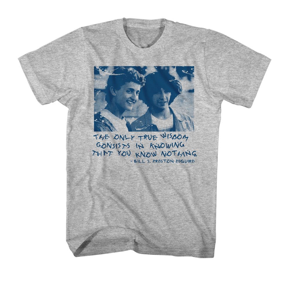 BILL AND TED-KNOWING NOTHING HALFTONE-GRAY HEATHER ADULT S/S TSHIRT