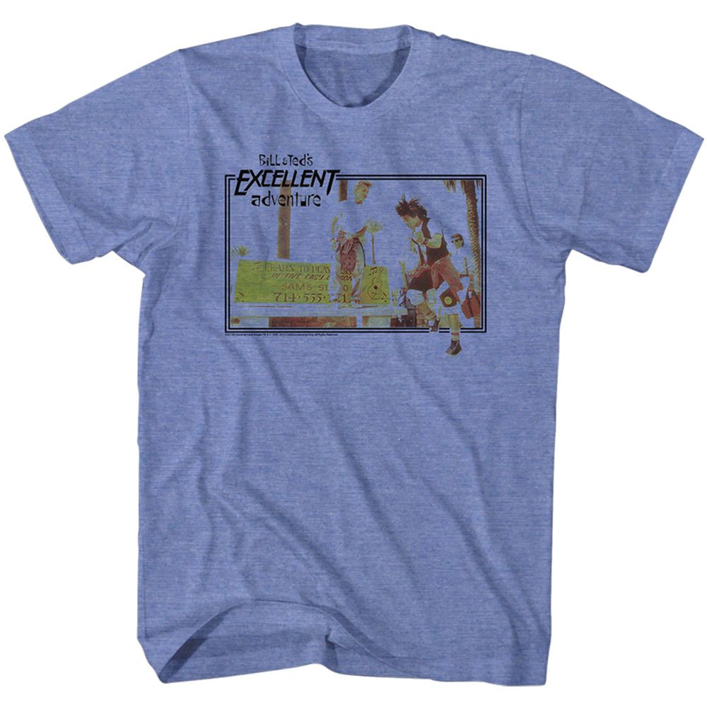 BILL AND TED-ROCK SESH-LIGHT BLUE HEATHER ADULT S/S TSHIRT