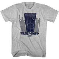 Thumbnail for BILL AND TED-WRONG PHONEBOX-GRAY HEATHER ADULT S/S TSHIRT