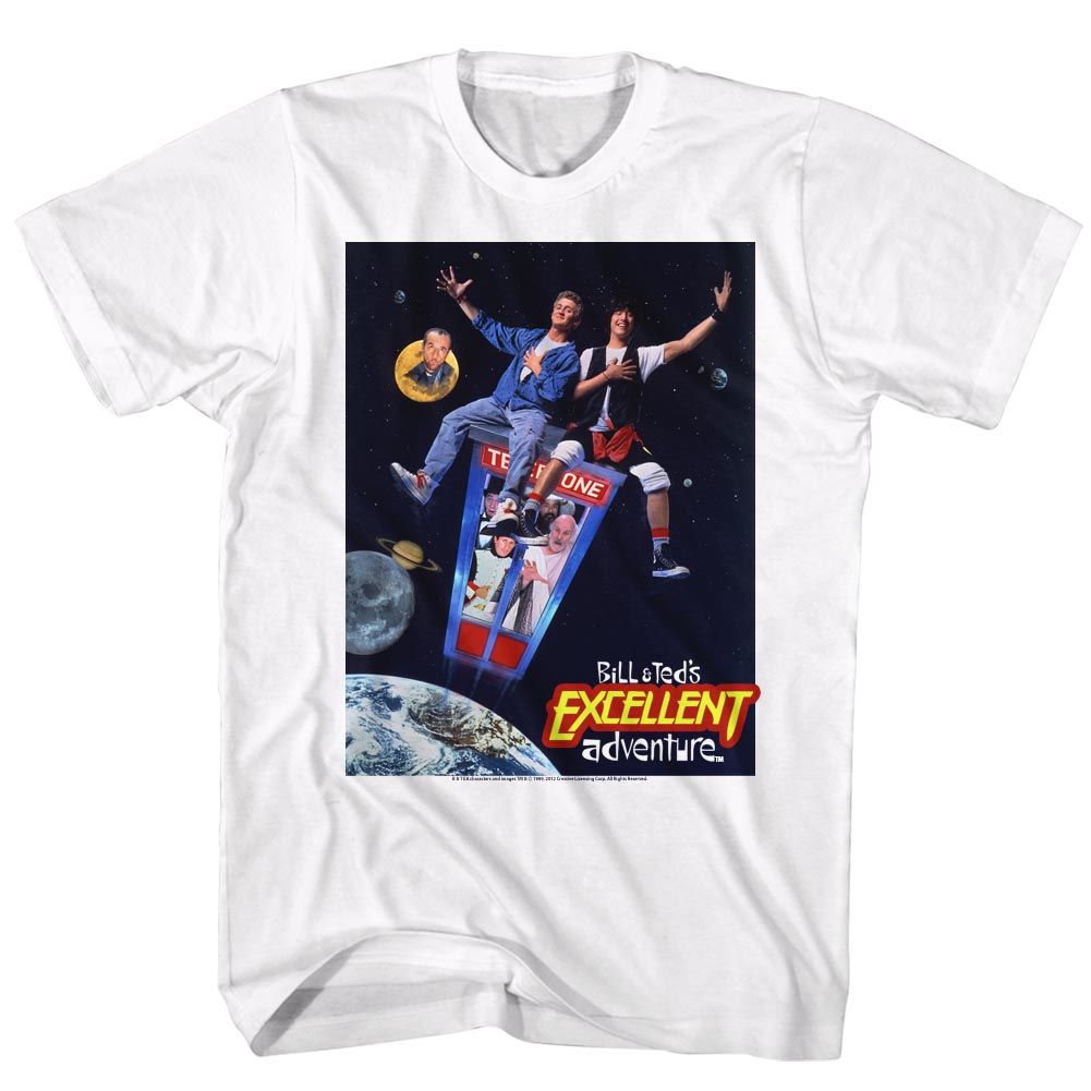 BILL AND TED-POSTER-WHITE ADULT S/S TSHIRT