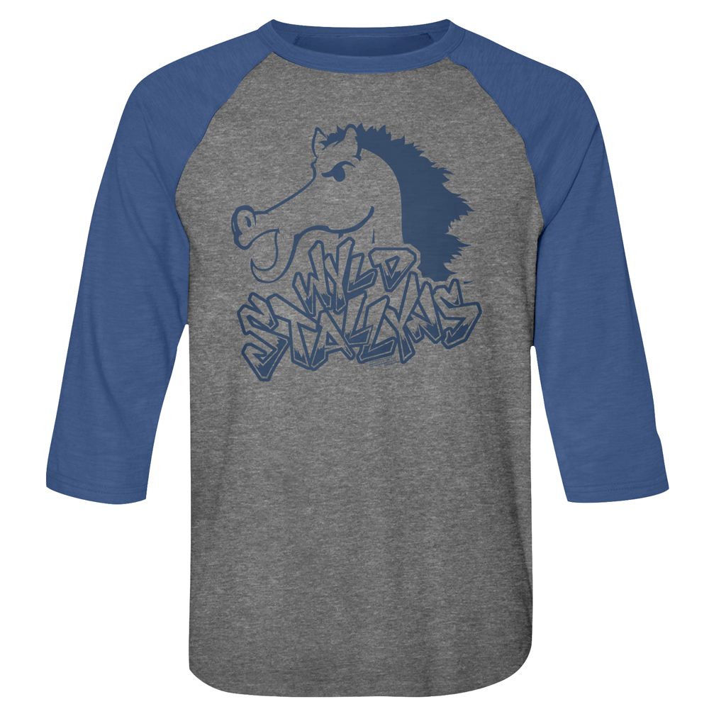 BILL AND TED-BLUE STALLION-PREMIUM HEATHER/VINTAGE ROYAL ADULT 3/4 SLEEVE RAGLAN