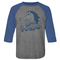 Thumbnail for BILL AND TED-BLUE STALLION-PREMIUM HEATHER/VINTAGE ROYAL ADULT 3/4 SLEEVE RAGLAN