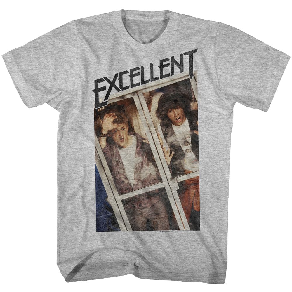 BILL AND TED-EXCELLENT-GRAY HEATHER ADULT S/S TSHIRT