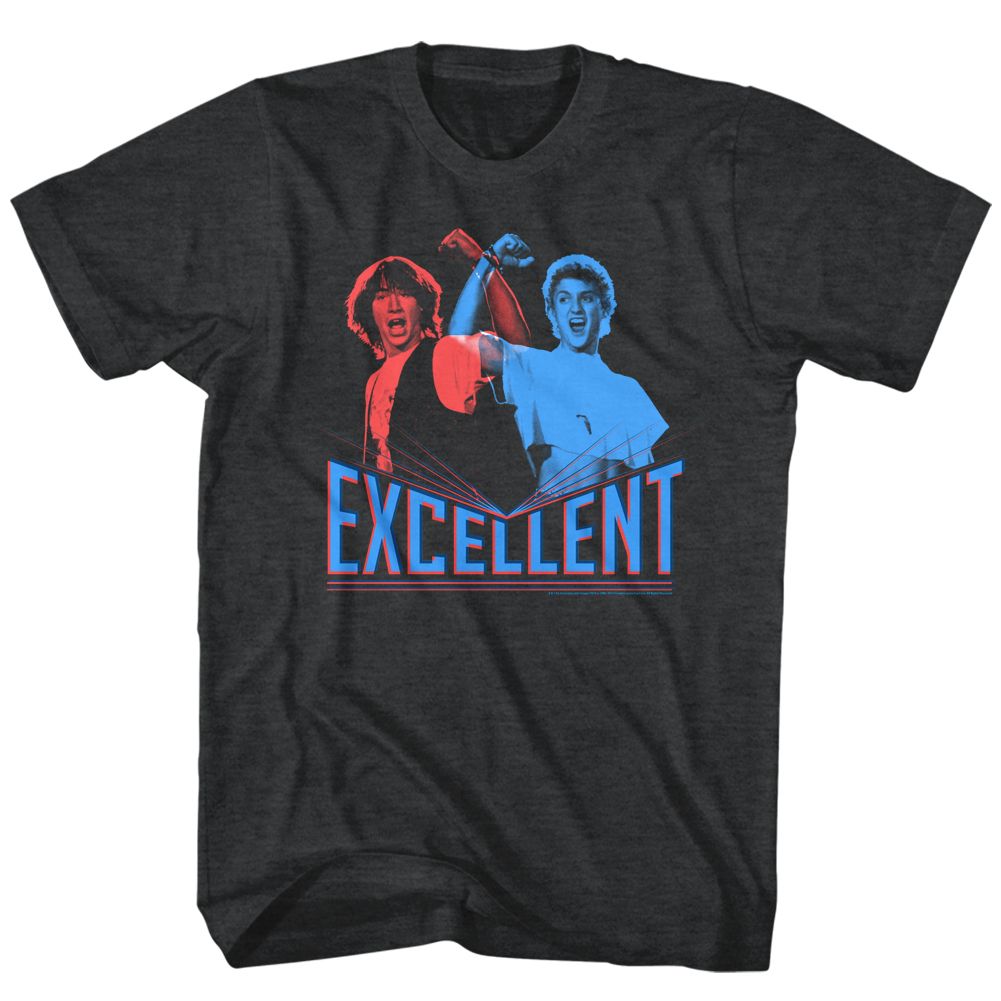 BILL AND TED-3D EXCELLENT-BLACK HEATHER ADULT S/S TSHIRT