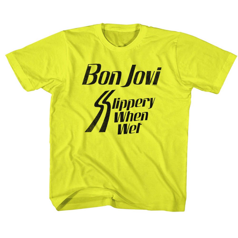 BON JOVI-SLIPPERY WHEN-YELLOW YOUTH S/S TSHIRT