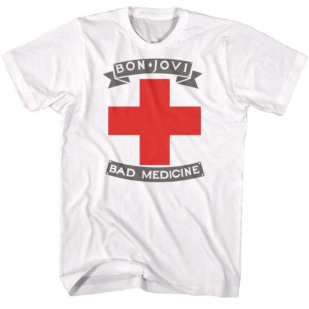 BON JOVI-BADMED-WHITE ADULT S/S TSHIRT