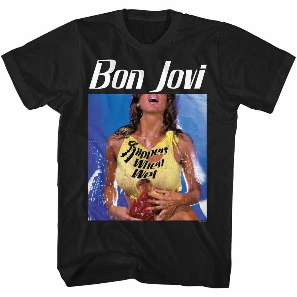BON JOVI-BON SLIPPERY-BLACK ADULT S/S TSHIRT