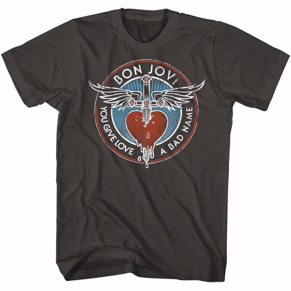 BON JOVI-BADNAME-SMOKE ADULT S/S TSHIRT