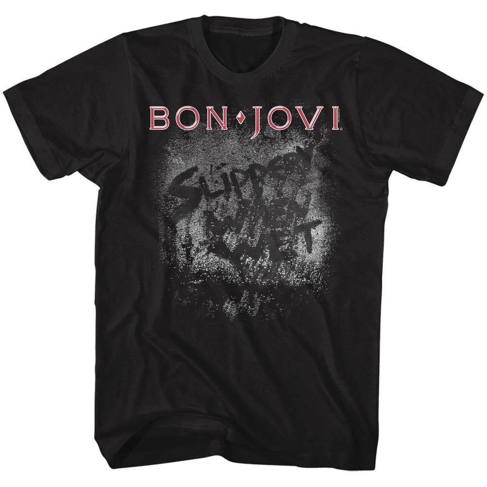 BON JOVI-MORE SLIPPERY-BLACK ADULT S/S TSHIRT