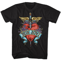 Thumbnail for BON JOVI-HEART-BLACK ADULT S/S TSHIRT