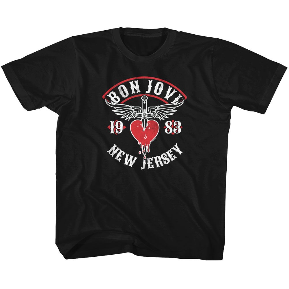 BON JOVI-NJ38-BLACK YOUTH S/S TSHIRT
